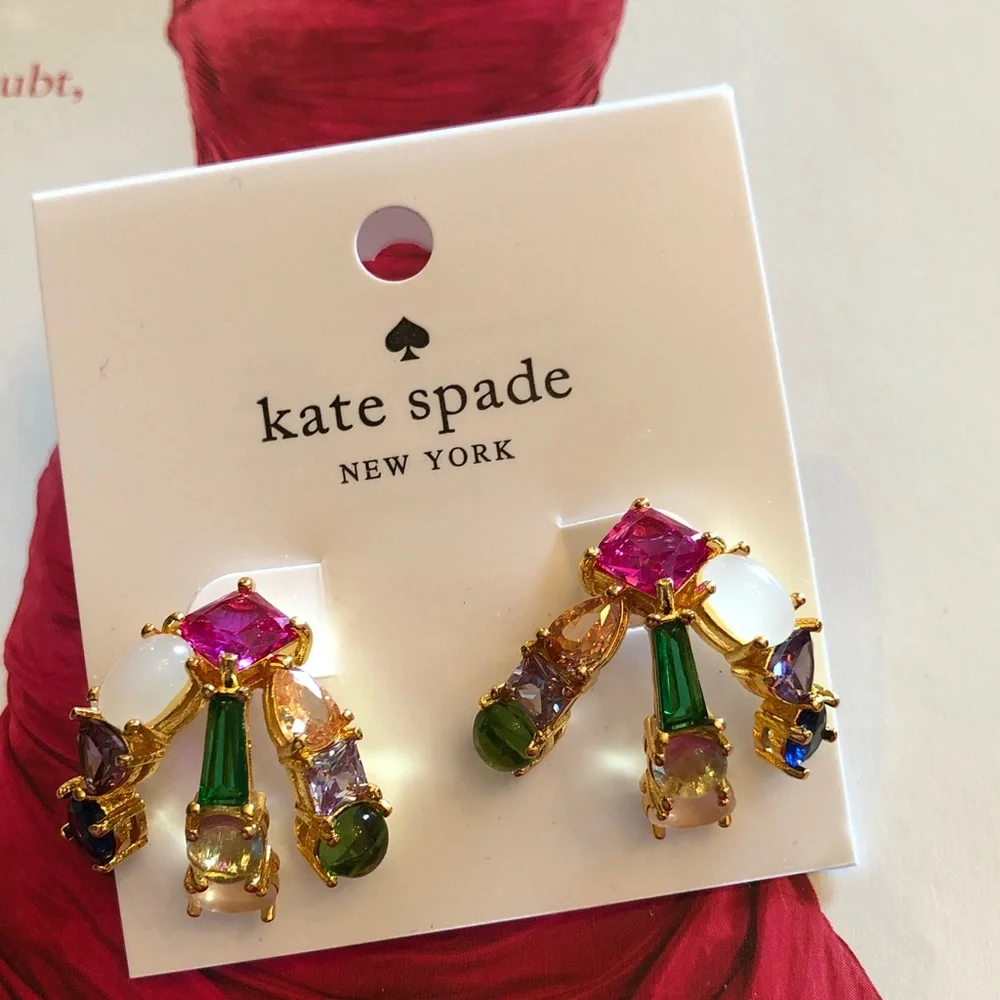 Authentic New on card kate spade New York Multicolor Crystal Arch Earrings